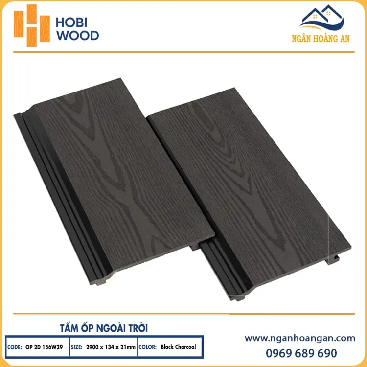 Tấm Ốp Gỗ Nhựa Ngoài Trời Hobiwood OP2D 156W29 Black Charcoal